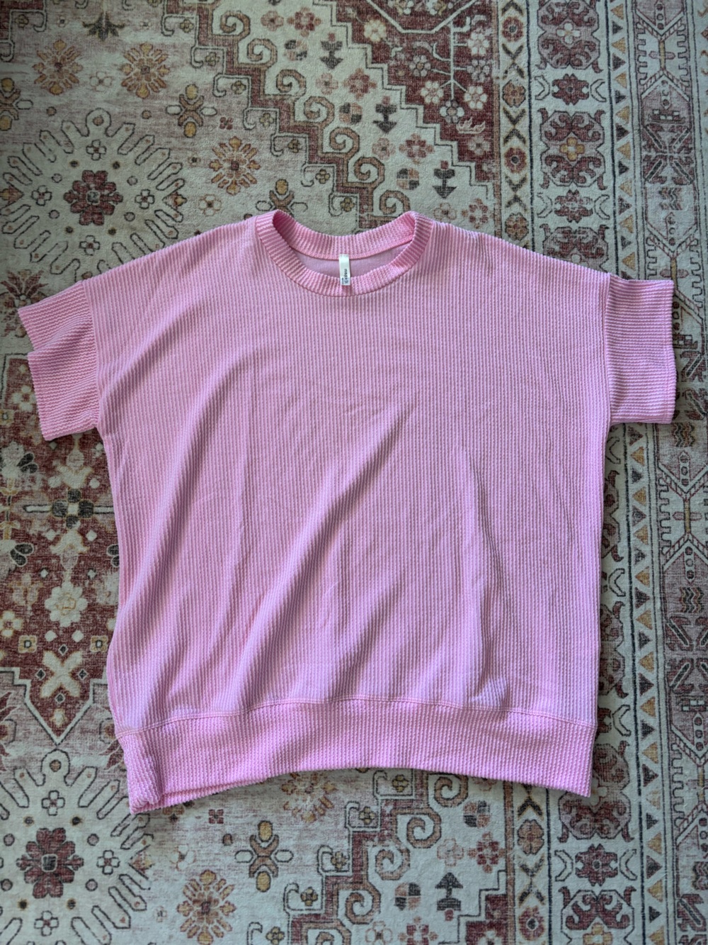 Magic Fit Pink Short Sleeve Knit Sweatshirt